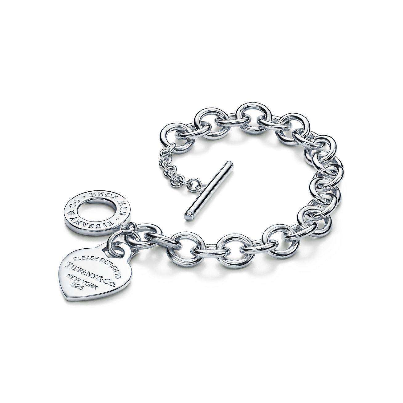 Tiffany & Co. Return to  Pink Heart Tag Toggle Bracelet in Silver