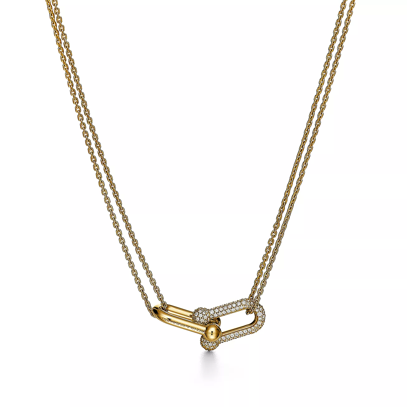 Tiffany & Co. HardWear Link Pendant in Yellow Gold with Pave Diamonds