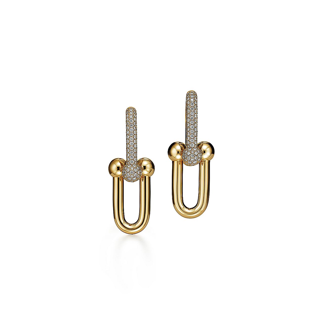 Tiffany & Co. HardWear Link Earrings in Yellow Gold with Pave Diamonds