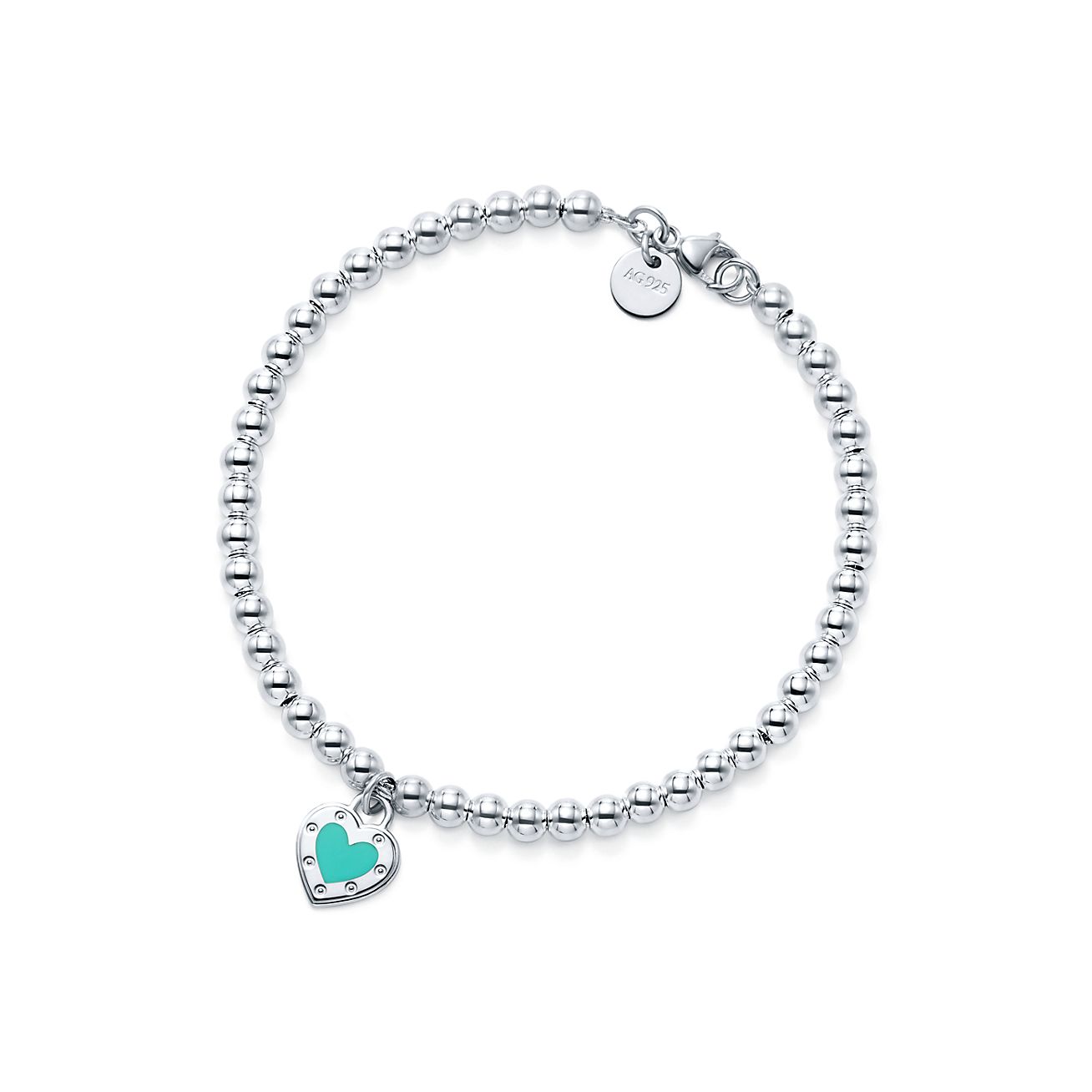 Tiffany & Co. Return to TM Love  BlueTM Heart Tag Bead Bracelet in Silver