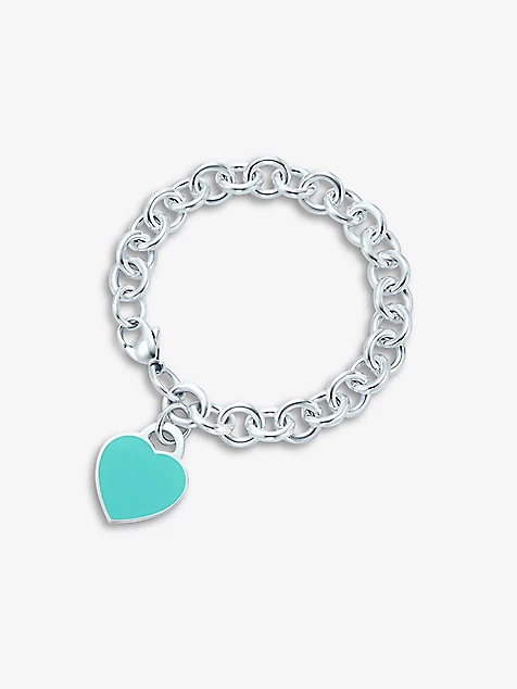 Tiffany & Co. Return to  Heart Tag Blue Enamel Bracelet in Sterling Silver