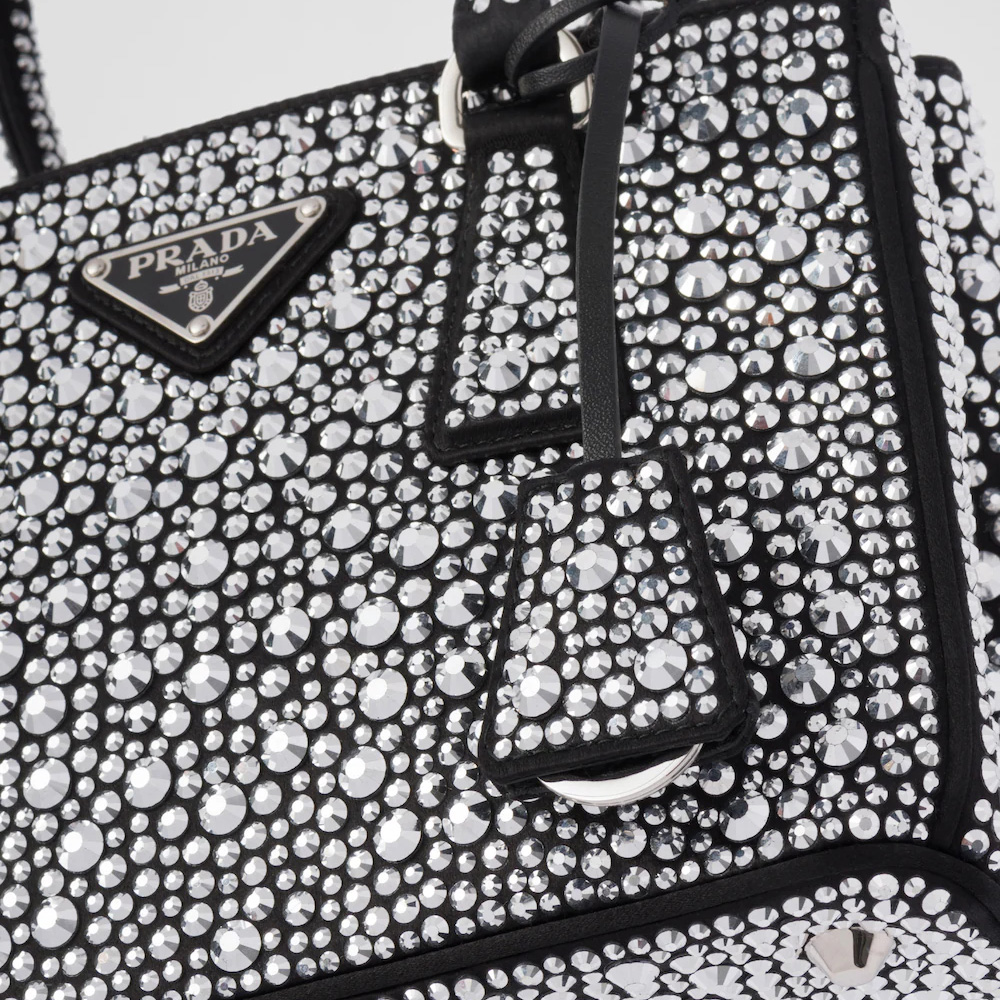 Galleria satin mini-bag with crystals