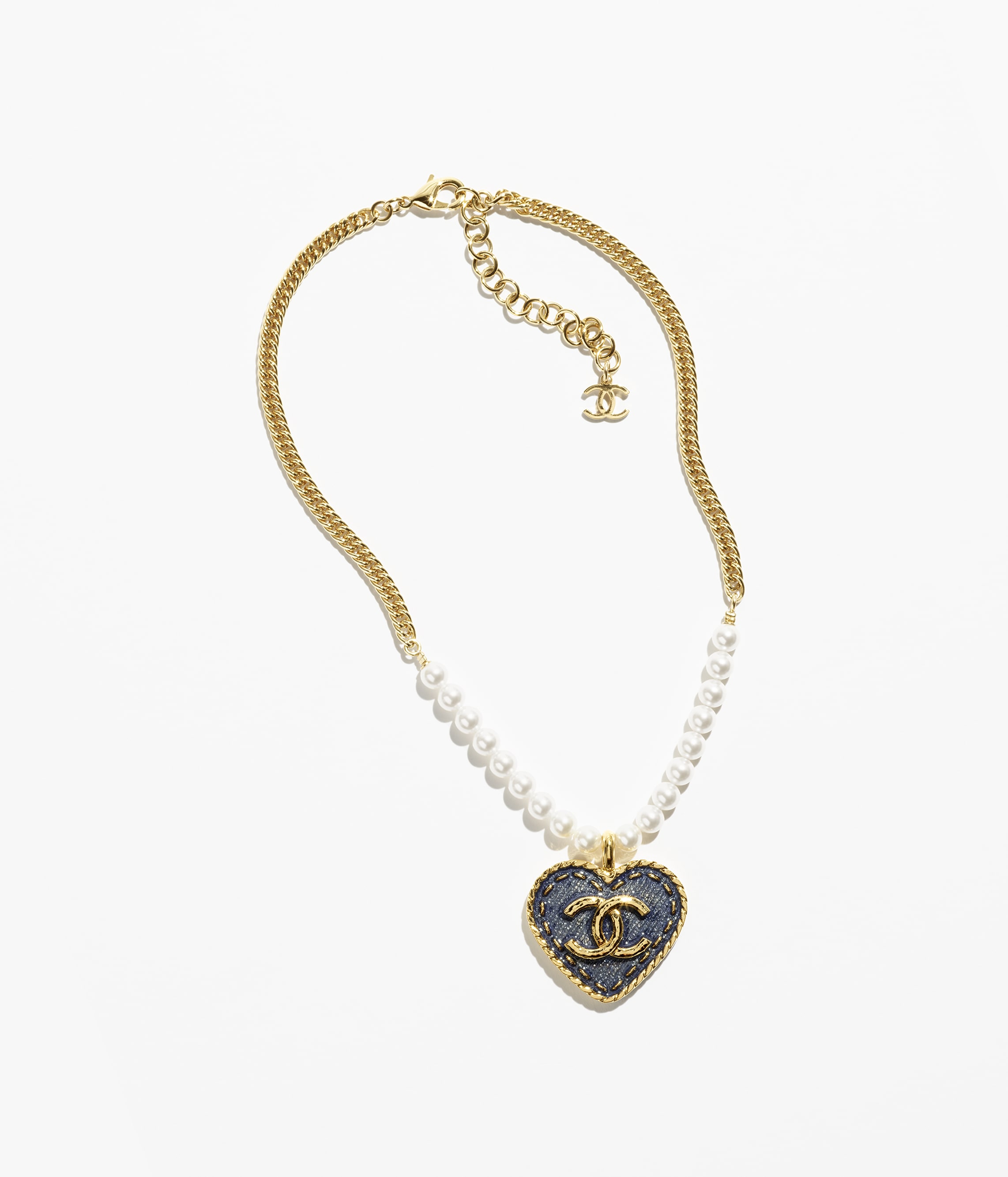 Heart Shaped Double Row Pearl Double C Bracelet
