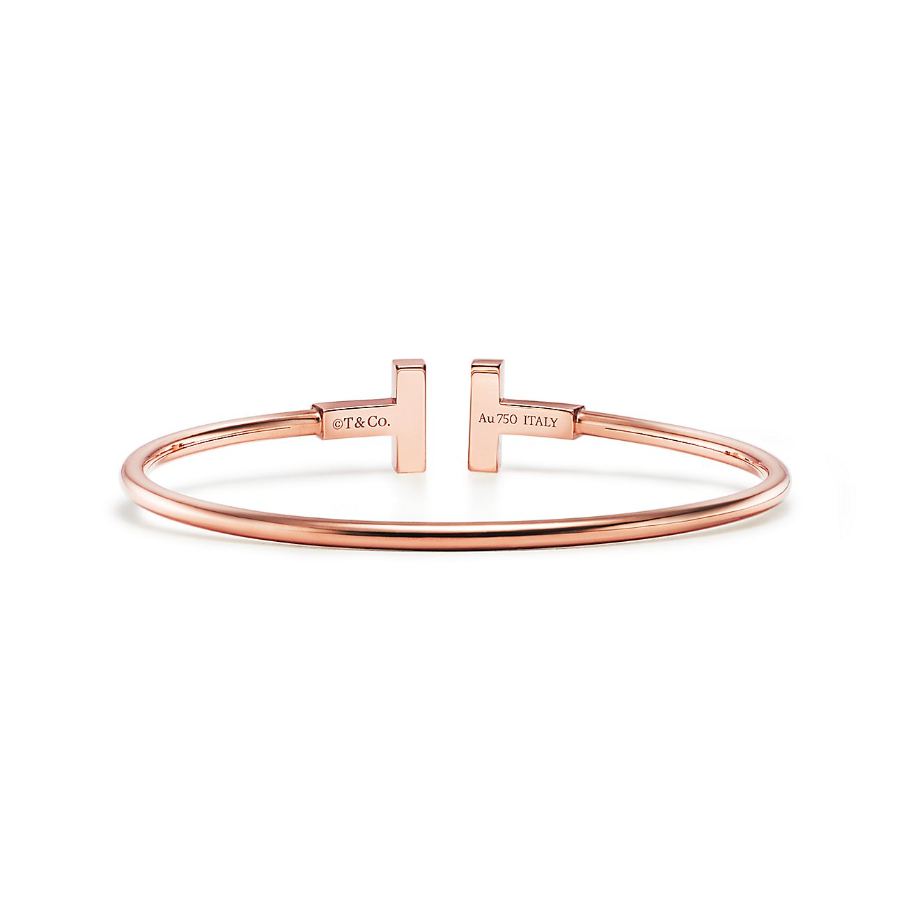 Tiffany & Co. T Black Onyx Wire Bracelet in Stainless steel and gold plating Rose Gold