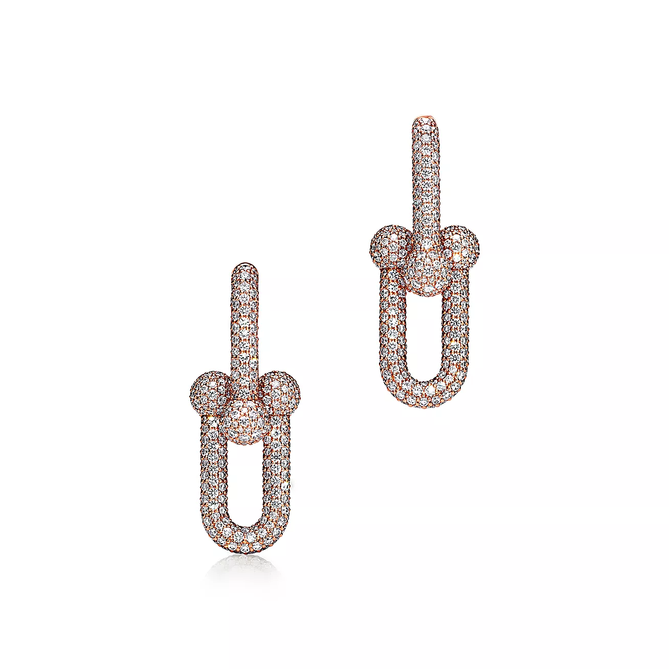 Tiffany & Co. HardWear Link Earrings in Rose Gold with Pave Diamonds