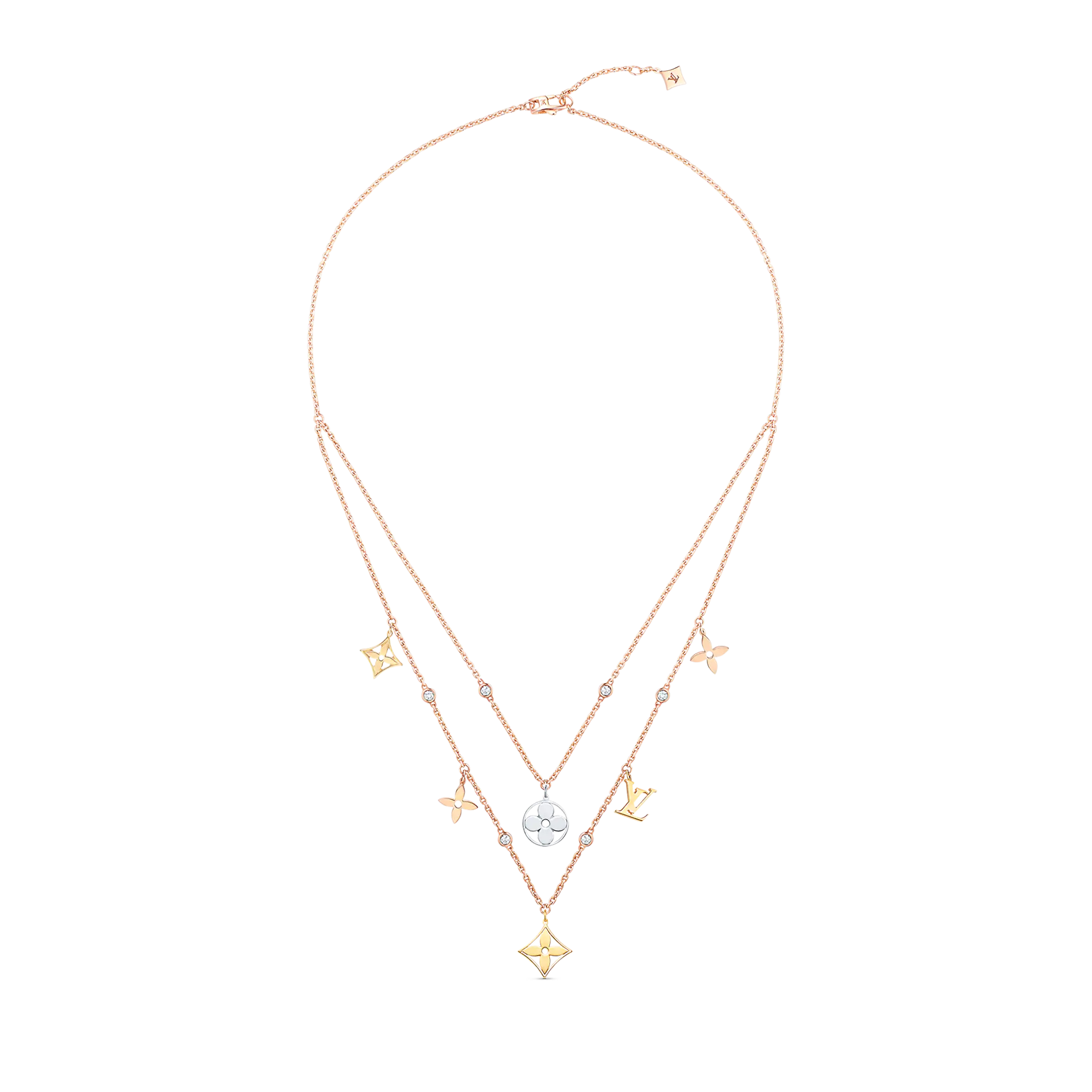 Louis Vuitton Idylle Blossom Charms Necklace, 3 Golds And Diamonds