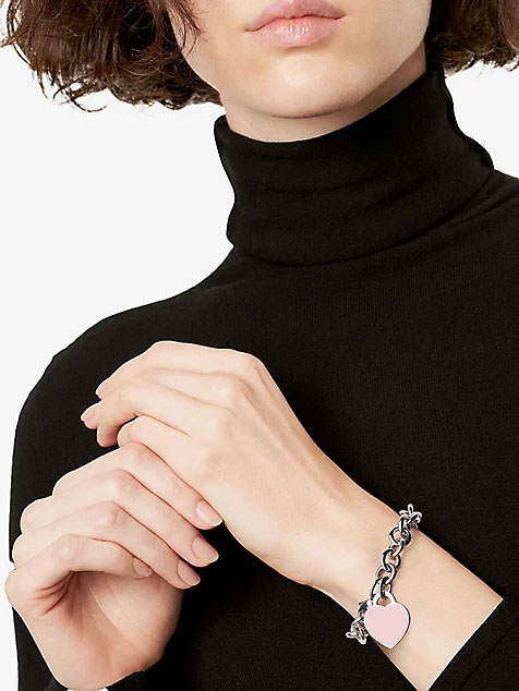 Tiffany & Co. Return to  Heart Tag Pink Enamel Bracelet in Sterling Silver