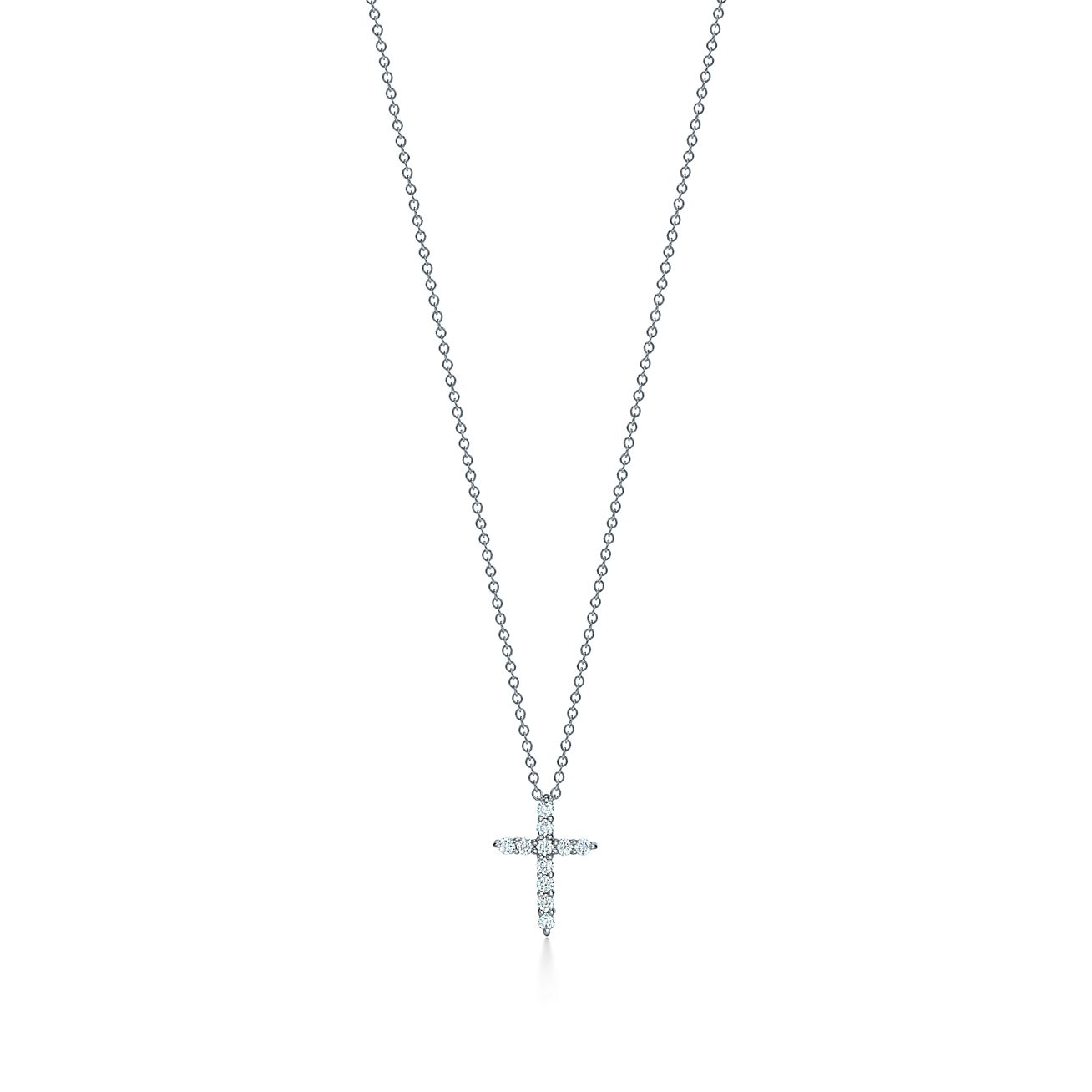 Tiffany & Co. Cross pendant in platinum with diamonds, mini