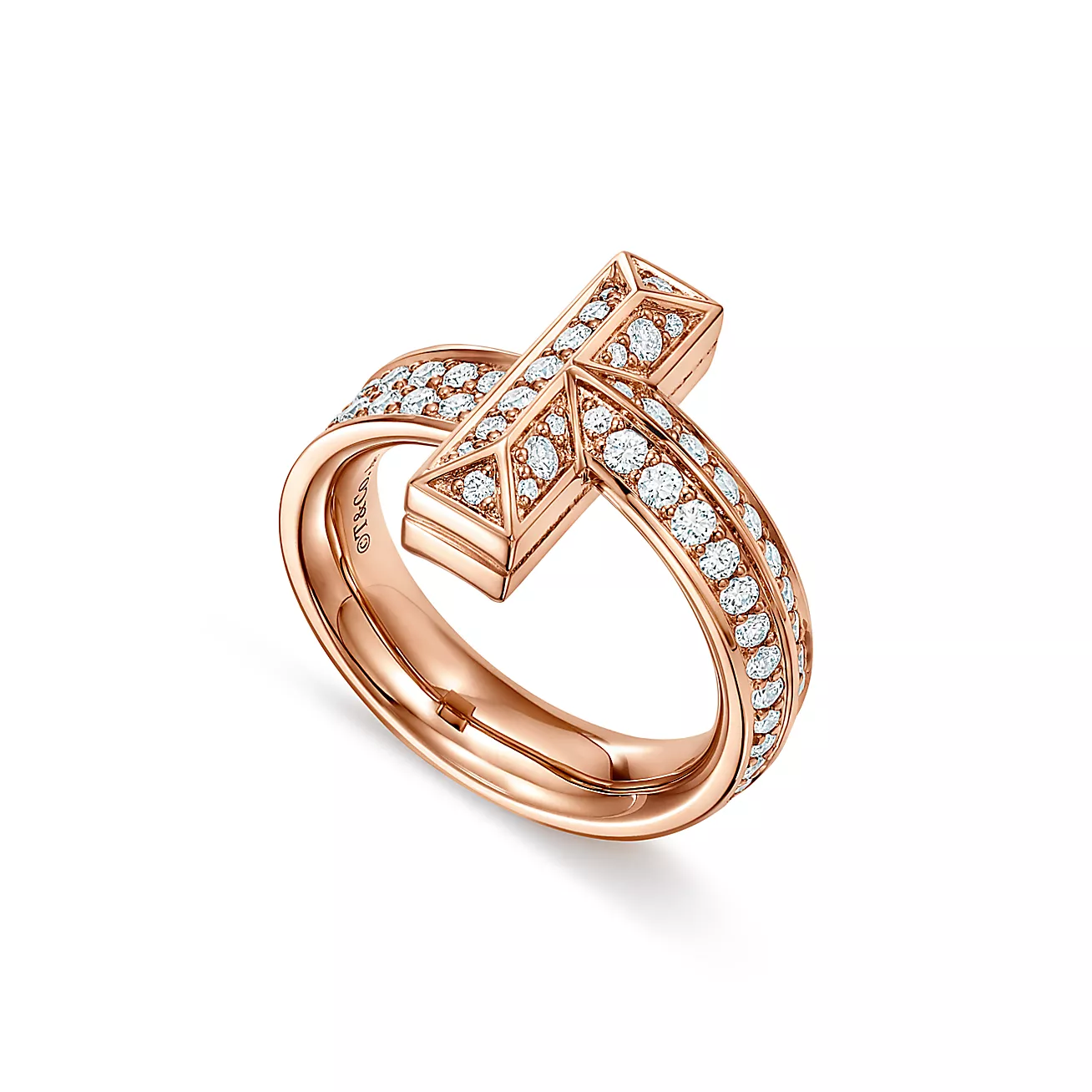 Tiffany & Co. T T1 Ring in Rose Gold with Diamonds, 4.5 mm