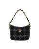 CHANEL Cashmere Tweed Quilted Hobo Black Grey