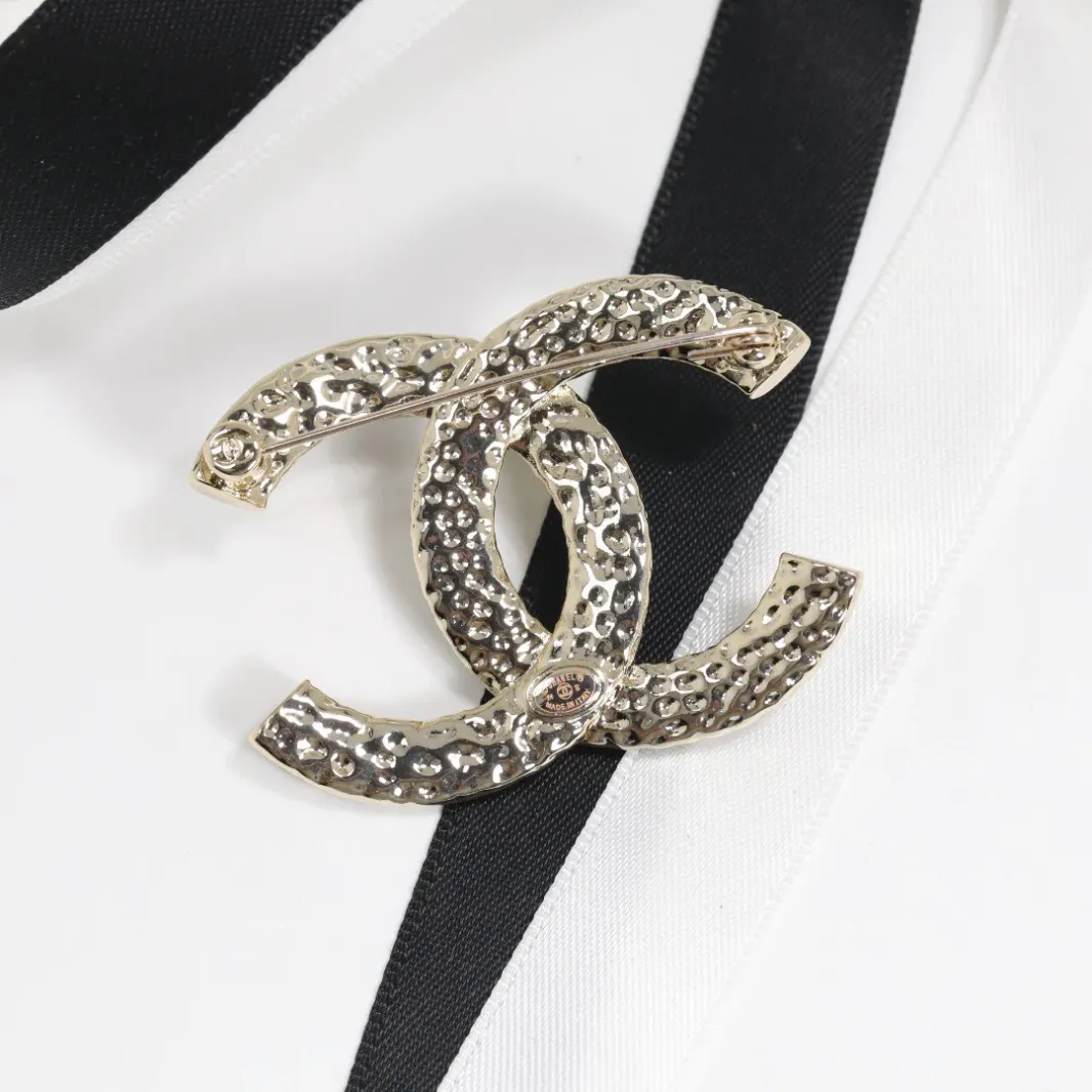 Black Double C Brooch