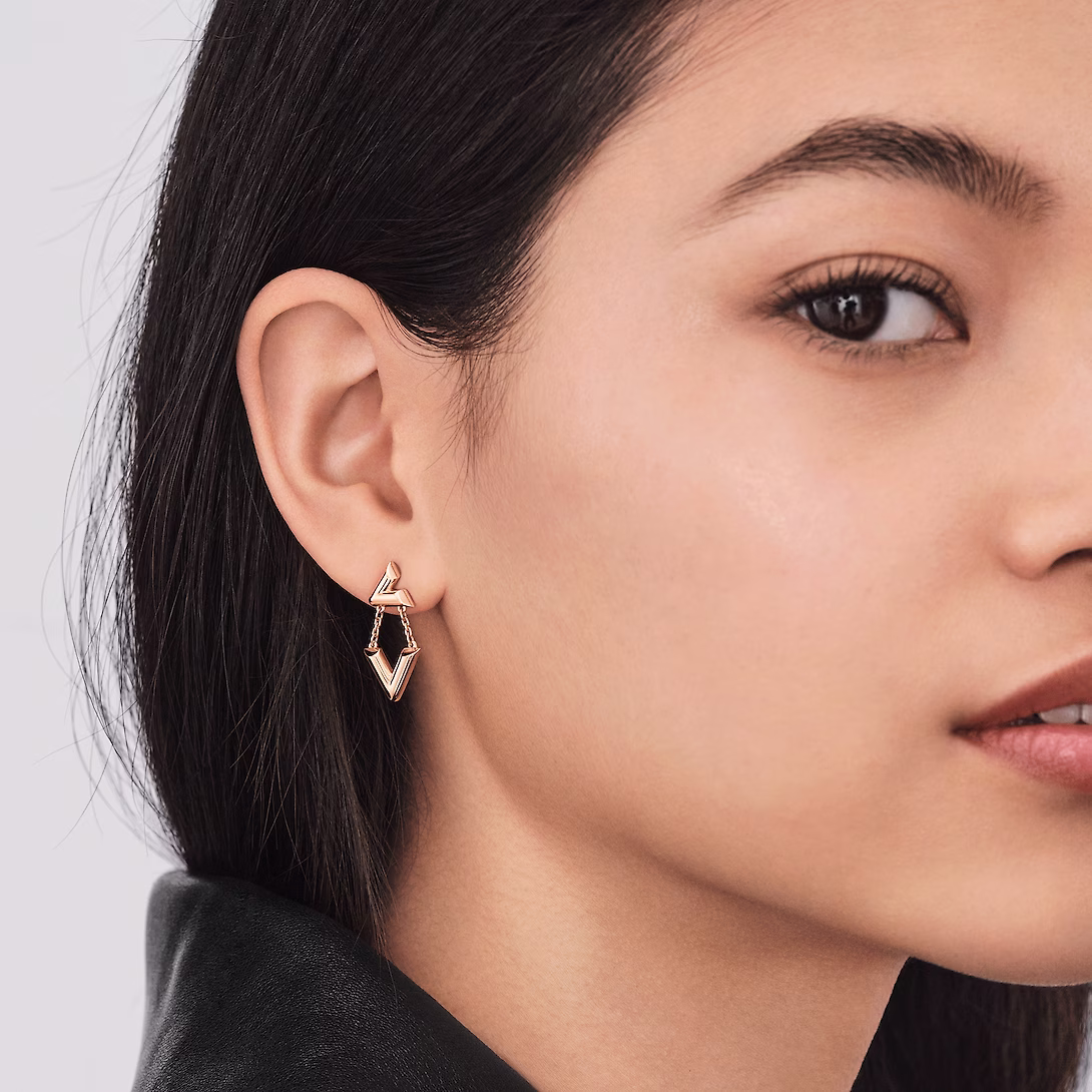 Louis Vuitton Volt Upside Down Earrings, Pink Gold