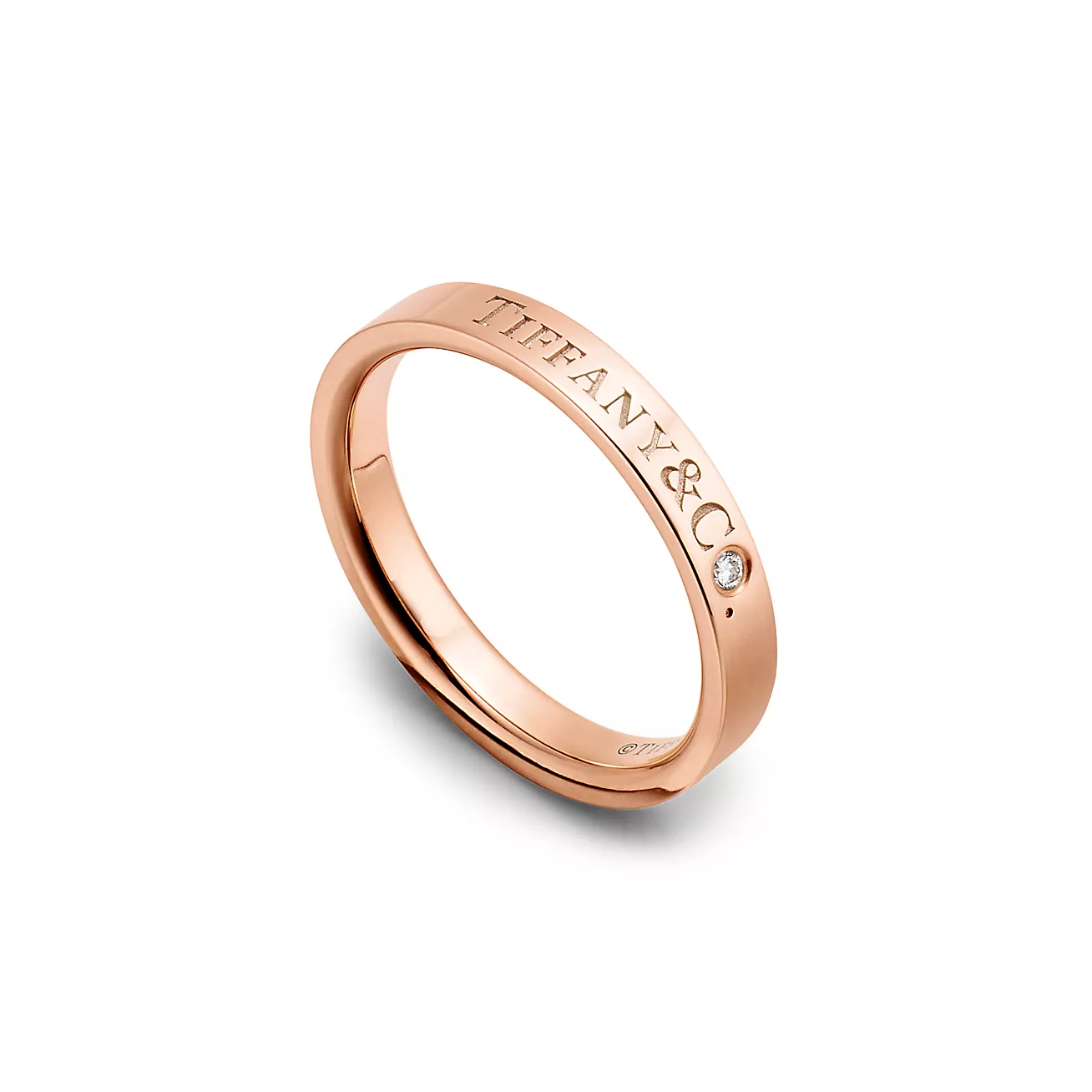 Tiffany & Co. Band Ring in Rose Gold with a Diamond