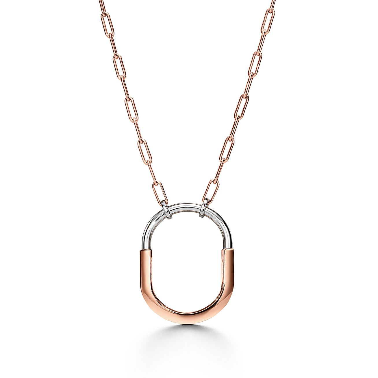 Tiffany & Co. Lock Pendant in Rose and White Gold with Diamonds, Extra Large