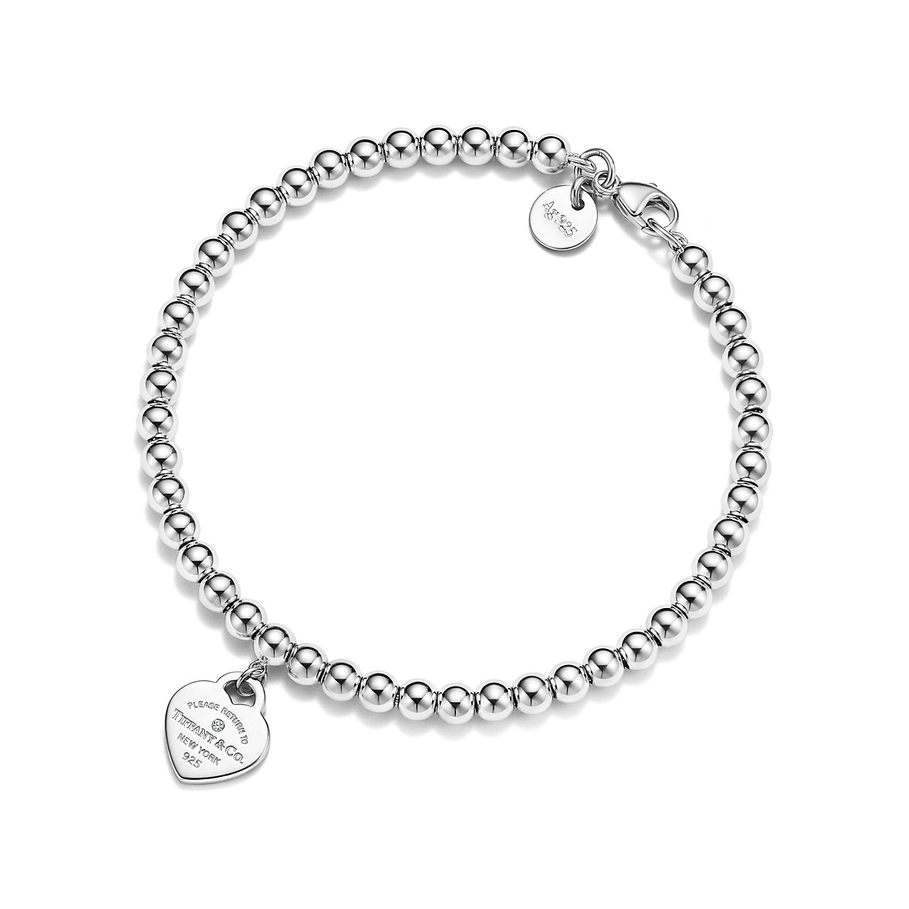 Tiffany & Co. Return to  Bead Bracelet in Silver,  Blue with a Diamond, 4 mm