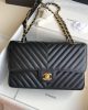 Chanel Classic Chevron Tweed Medium Flap Glod