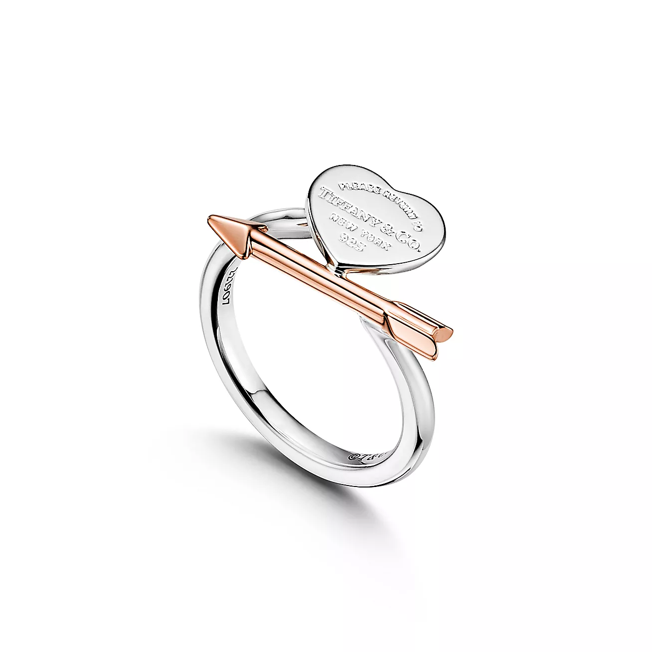 Tiffany & Co. Return to  Lovestruck Heart Tag Ring in Silver and Rose Gold