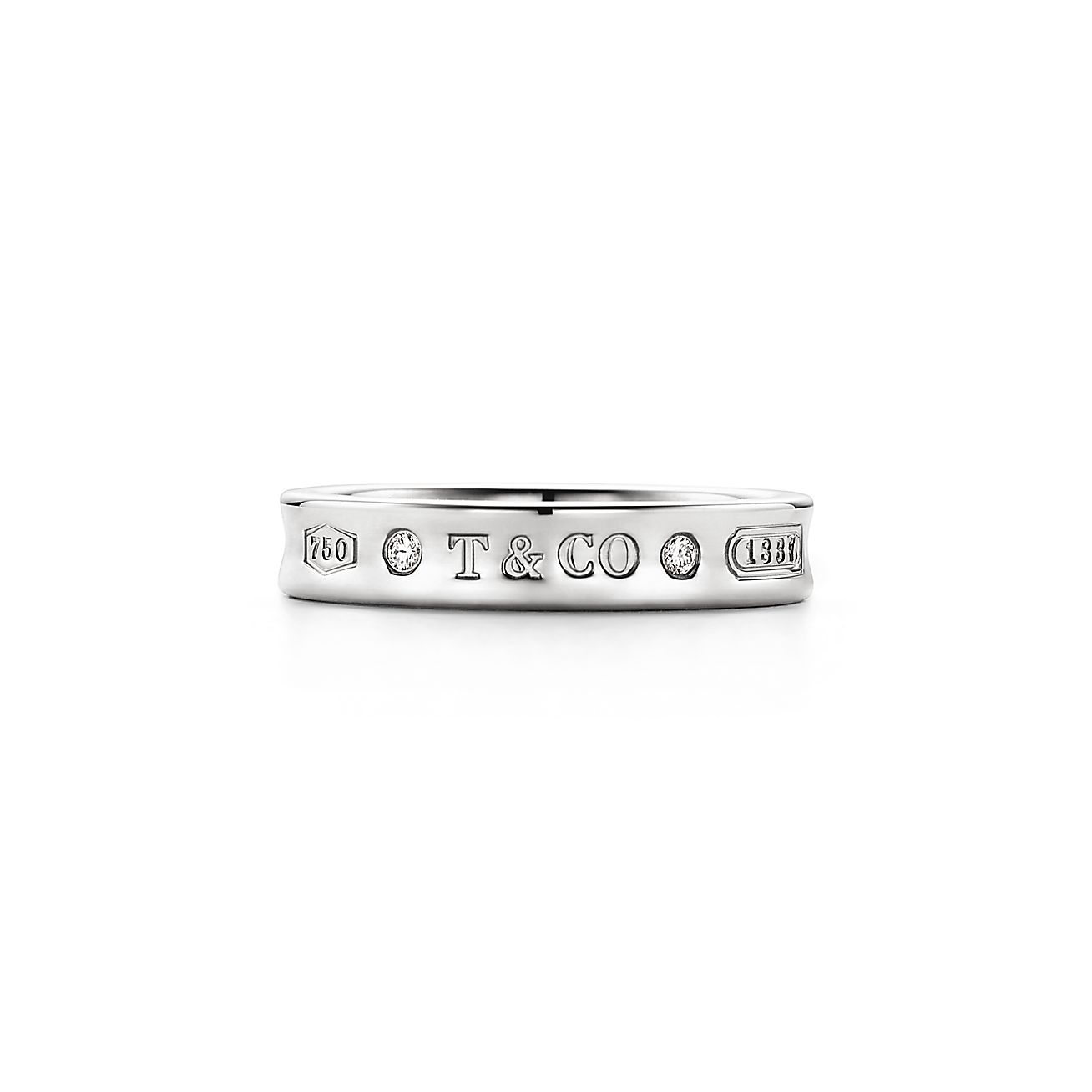 Tiffany & Co. 1837 Ring in White Gold with Diamonds, Narrow