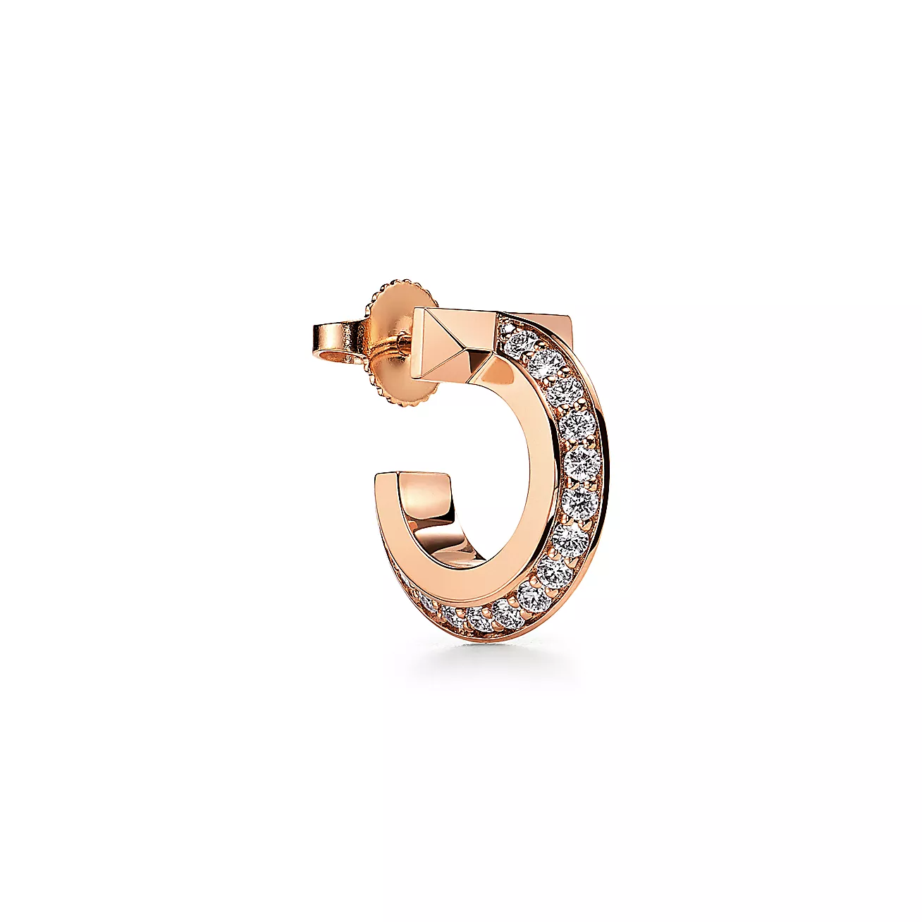 Tiffany & Co. T T1 Hoop Earrings in Rose Gold with Diamonds
