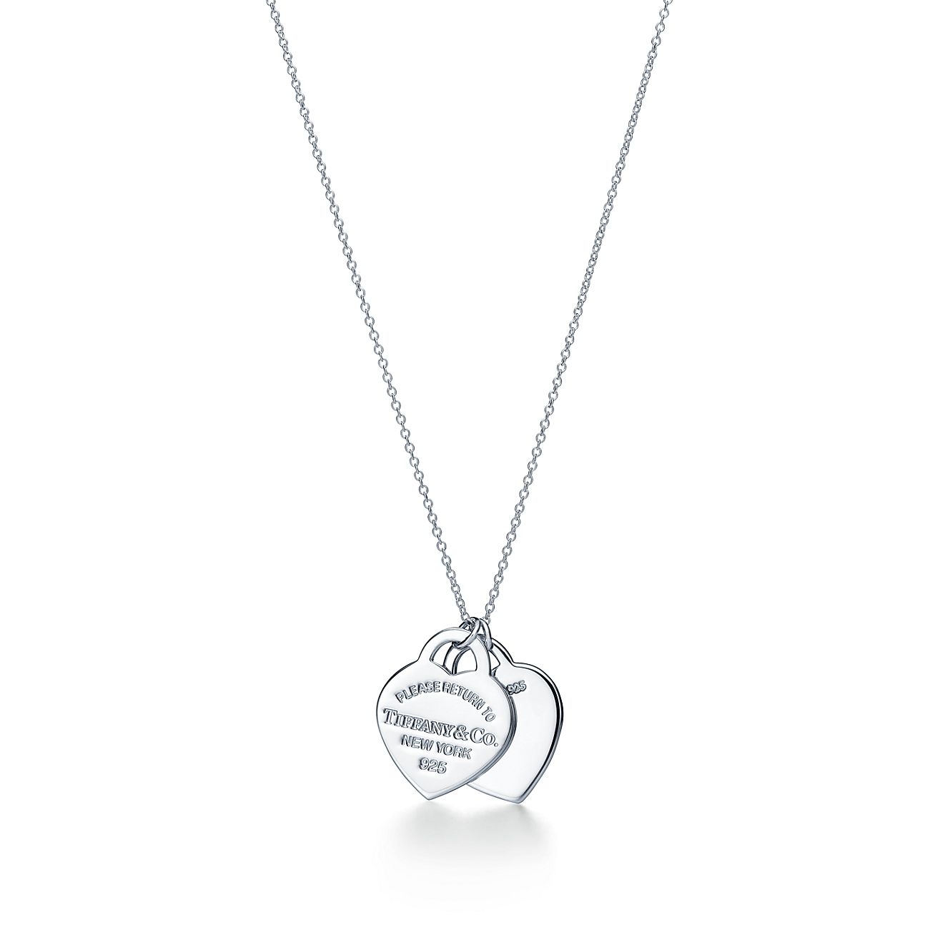 Tiffany & Co. Return to   Blue Double Heart Tag Pendant
