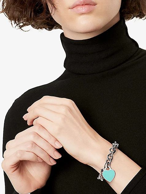Tiffany & Co. Return to  Heart Tag Blue Enamel Bracelet in Sterling Silver