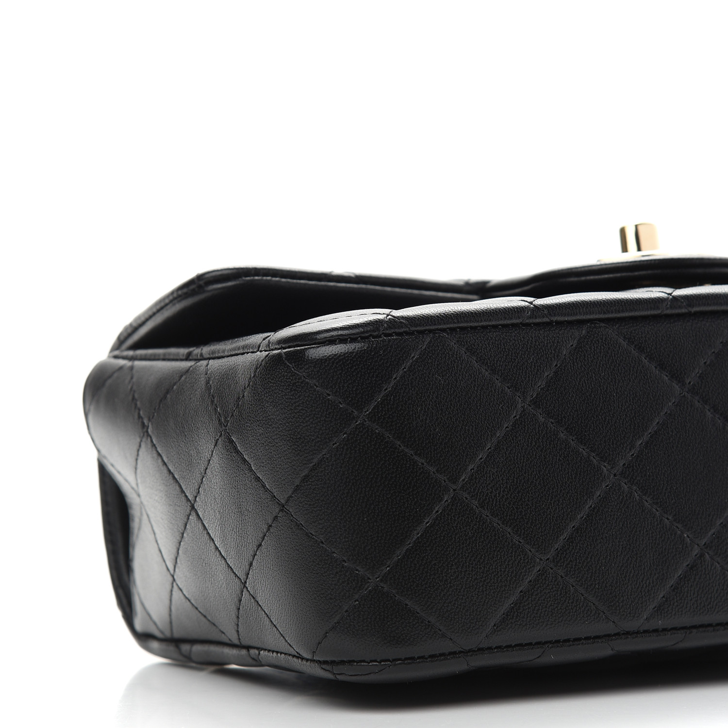 Lambskin Quilted Mini Top Handle Rectangular Flap Black