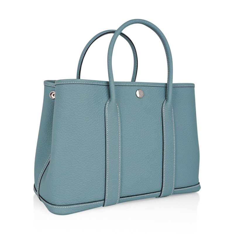 Bag Garden Party 30 Bag Ciel / Vache Country Leather Palladium New w/Box