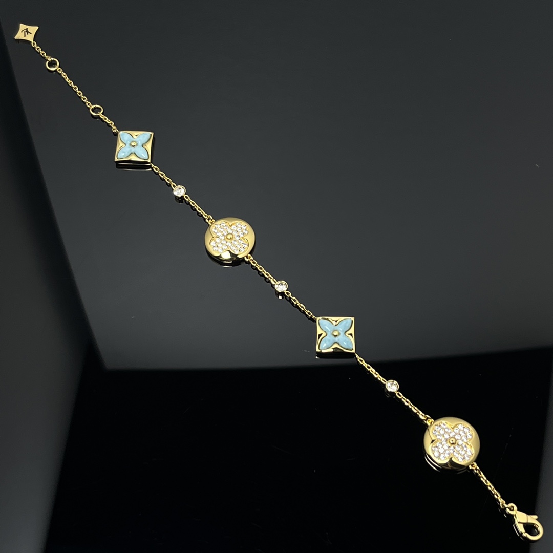 Louis Vuitton Color Blossom BB Multi-Pattern Bracelet, Yellow Gold, Amazonite and Diamonds