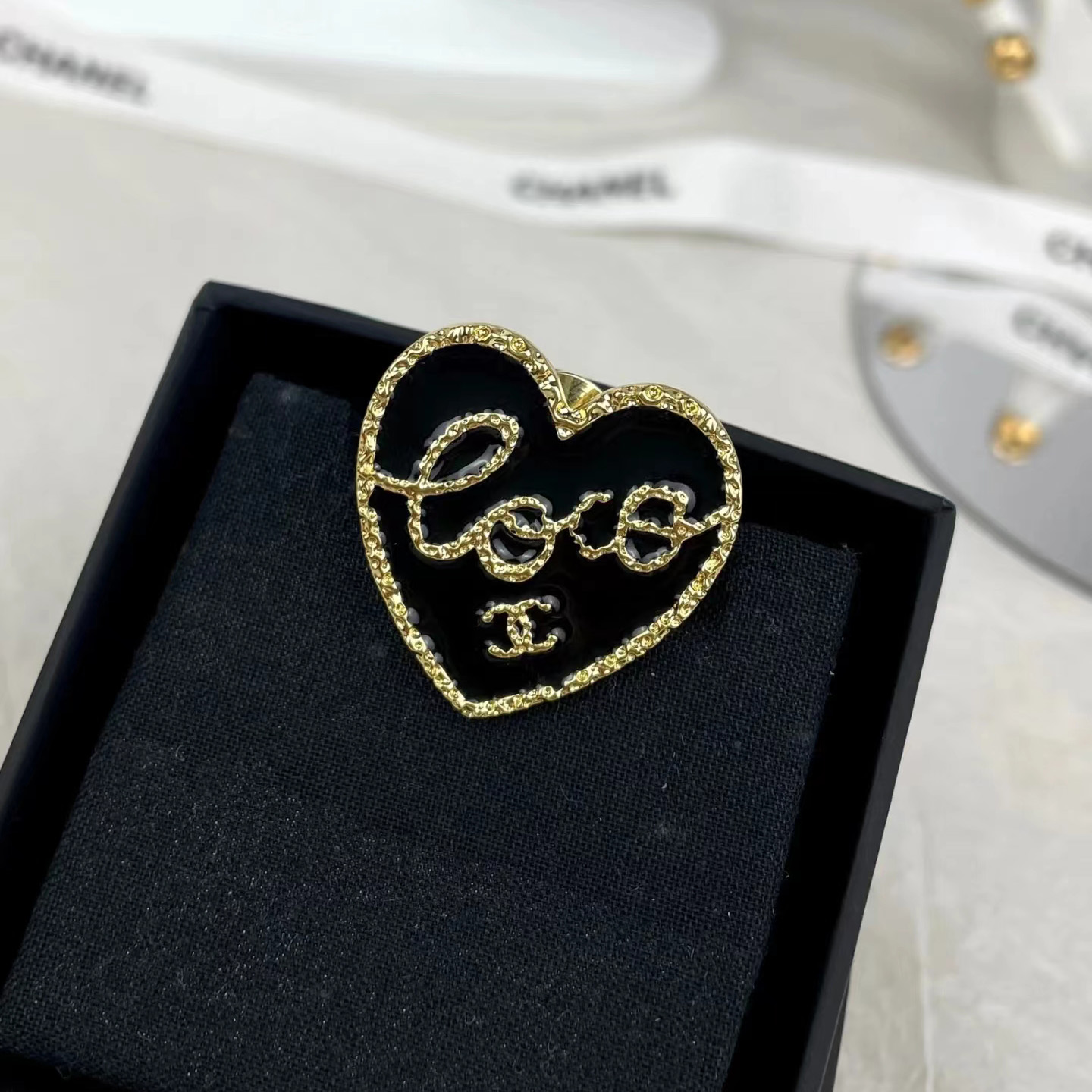 New Black Love Letter Brooch