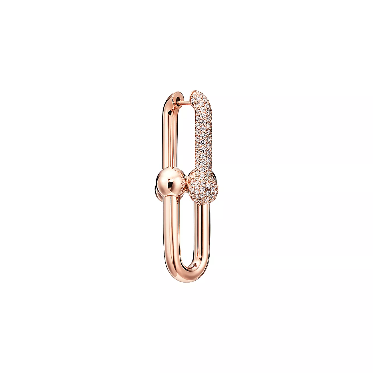 Tiffany & Co. HardWear Link Earrings in Stainless steel and gold plating Rose Gold with Pave Diamonds