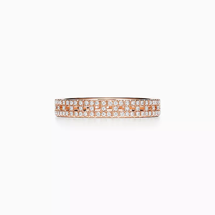 Tiffany & Co. T Diamond Wire Band Ring in Stainless steel and gold plating Rose Gold
