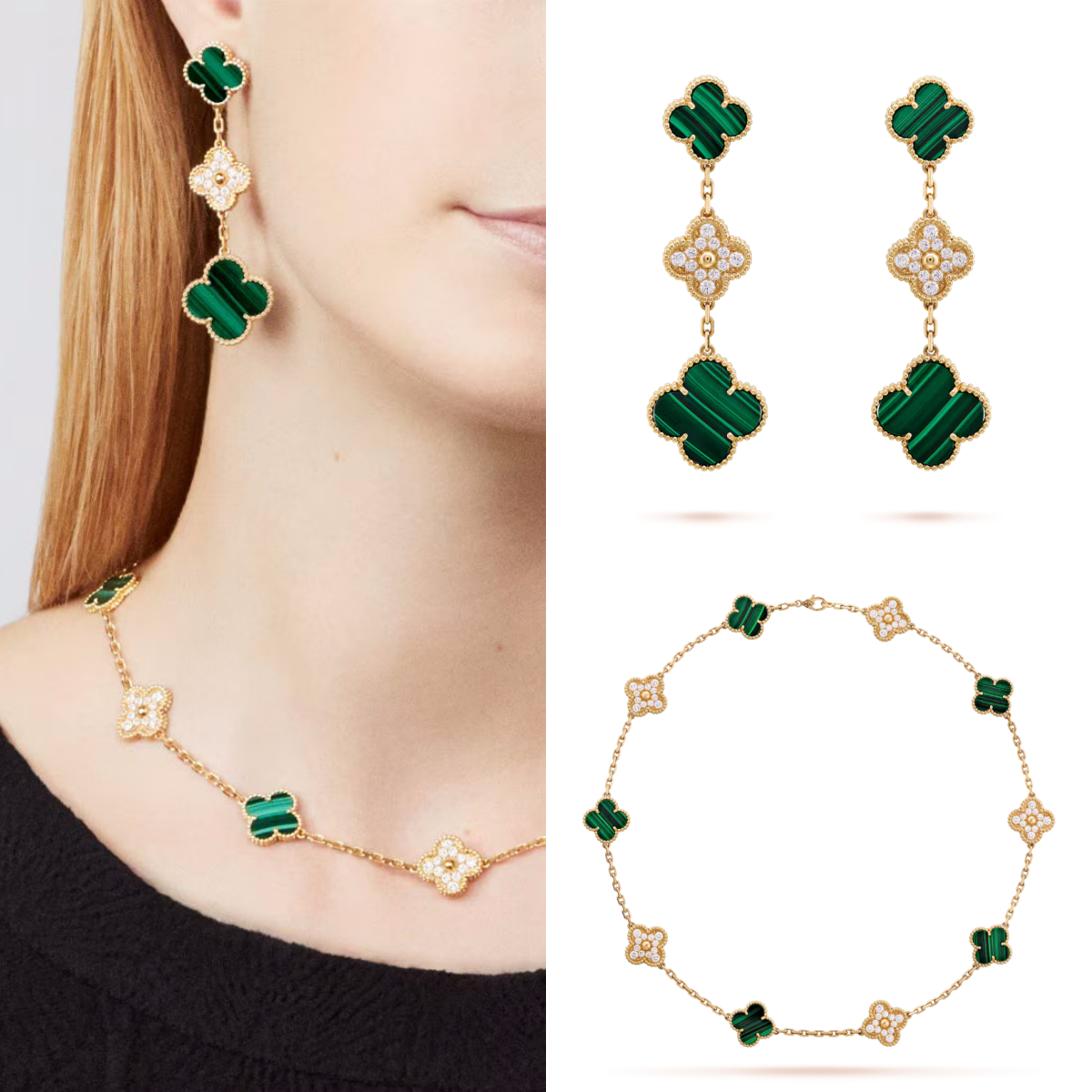 Van Cleef & Arpels 10 Pieces Necklace Set + Earrings