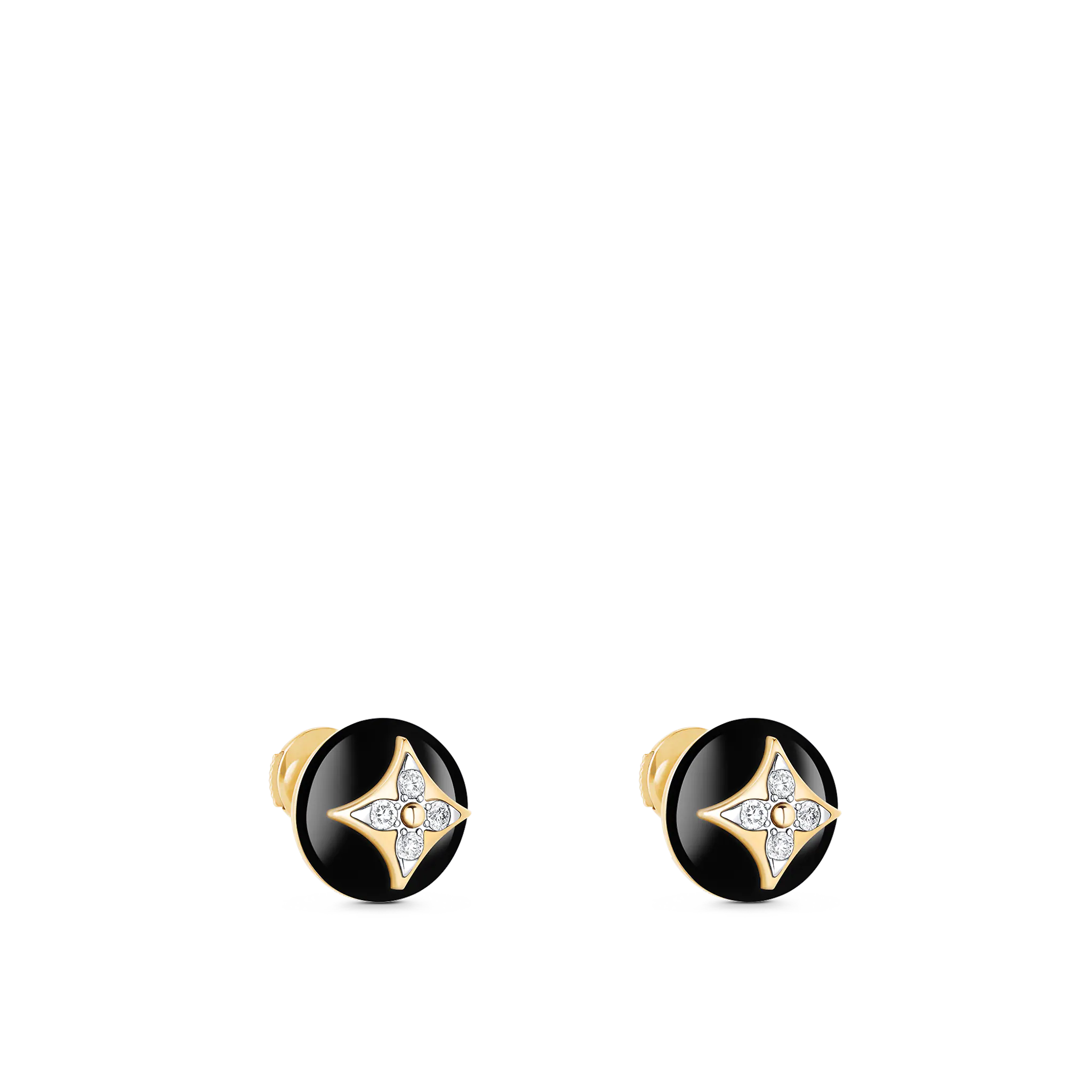Louis Vuitton B Blossom Studs, Yellow Gold, White Gold, Onyx And Diamonds