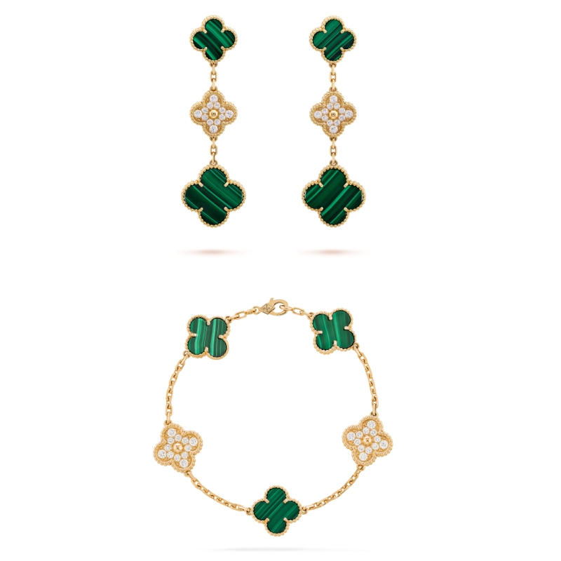 Vintage Alhambra Set: Earrings and Bracelet