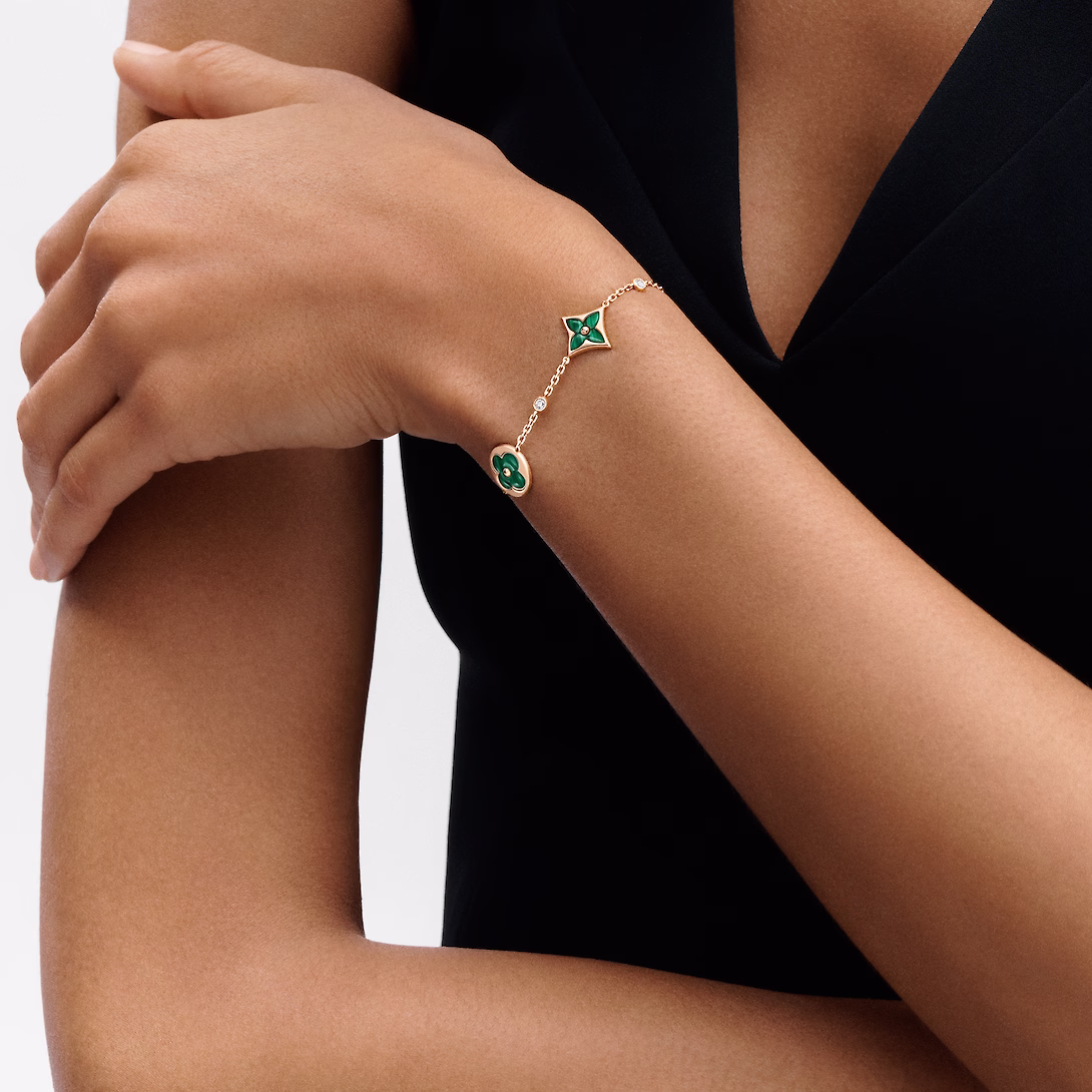 Louis Vuitton Color Blossom Bb Multi-Motif Bracelet, Pink Gold, Malachite And Diamonds