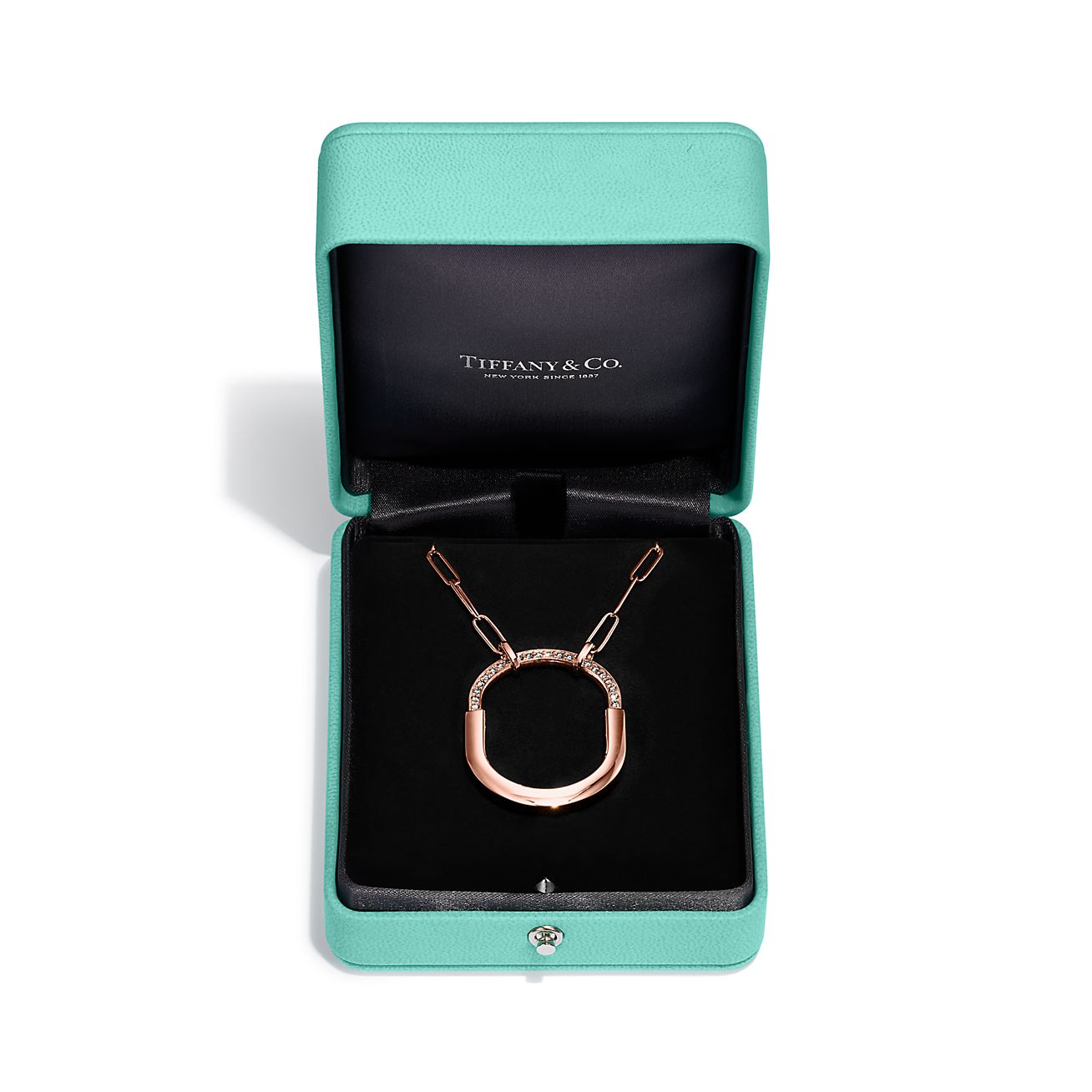 Tiffany & Co. Lock Pendant in Rose Gold with Diamonds, Large