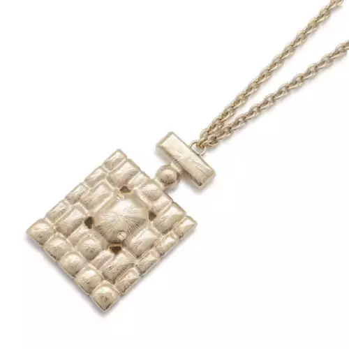 Double C Logo Rhinestone Long Pendant Necklace