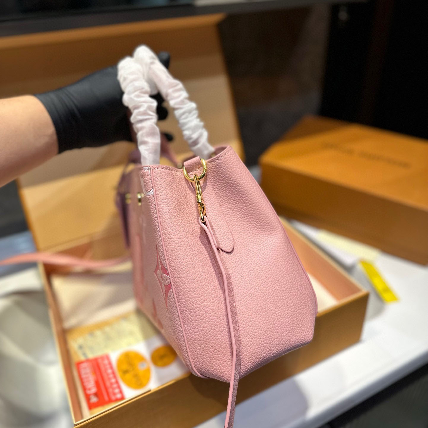 Bicolor Monogram Emplant Shoulder Bag