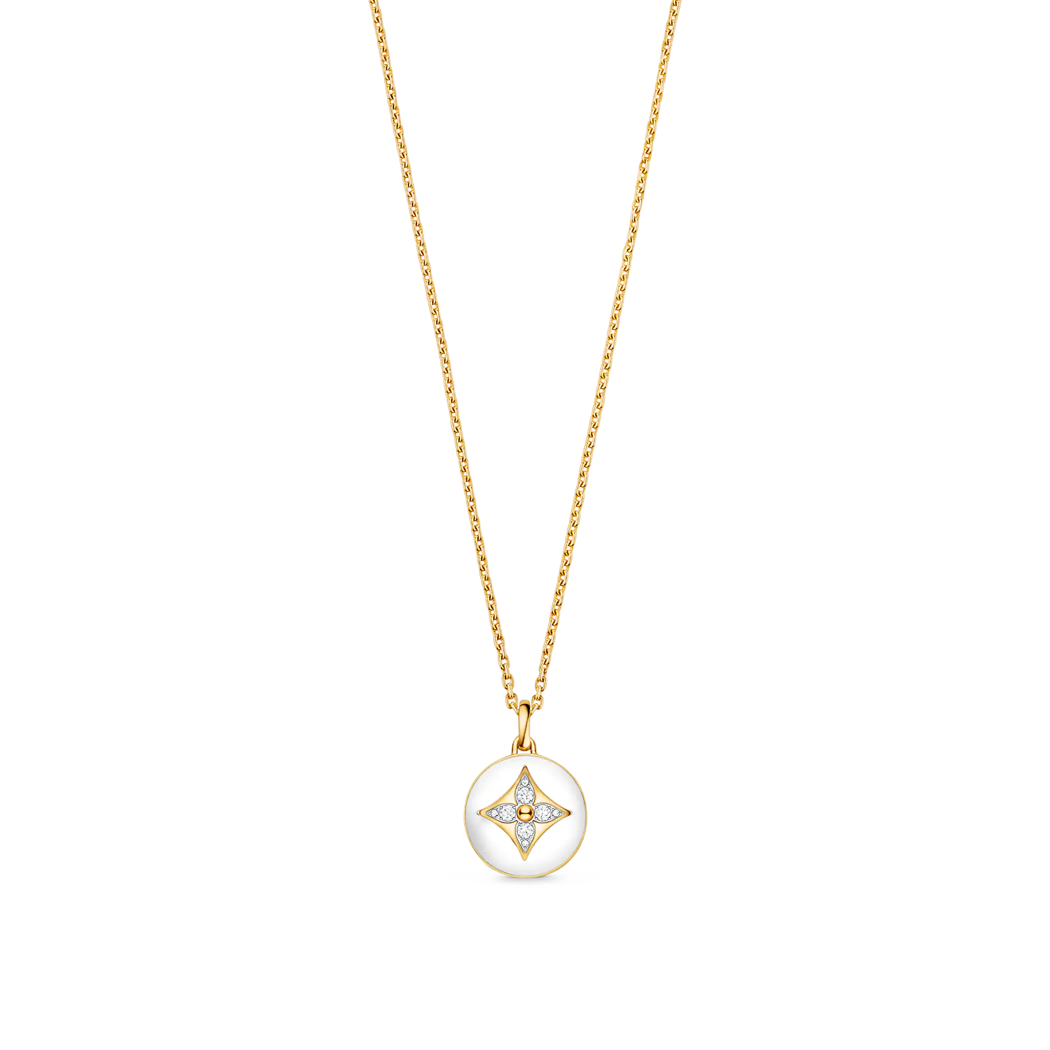 Louis Vuitton B Blossom Medallion, Yellow Gold, White Gold, White Agate And Diamonds