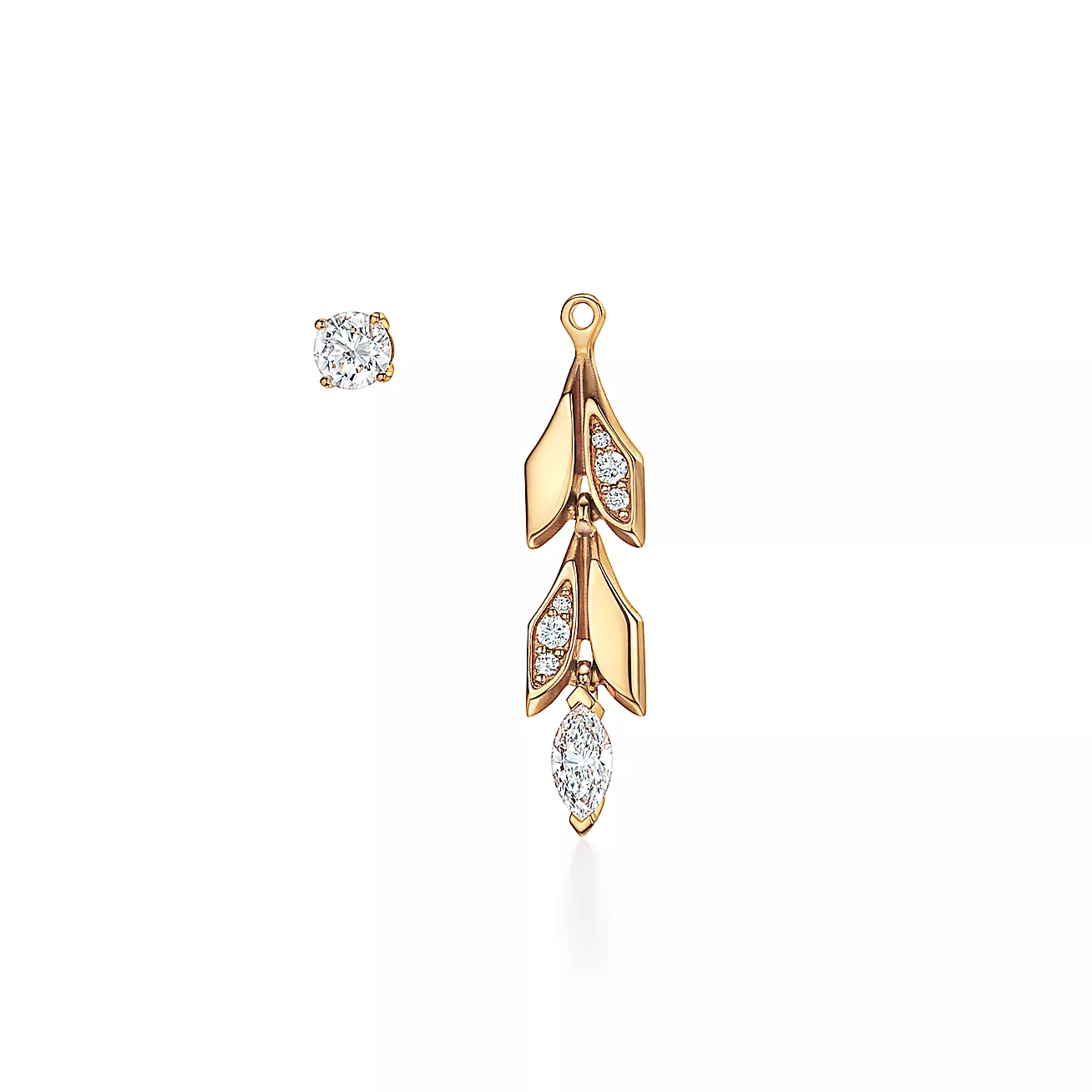 Tiffany & Co. Victoria Vine Convertible Drop Earrings in Yellow Gold with Diamonds