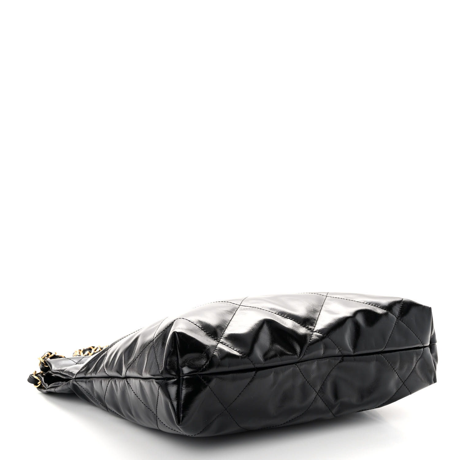 Glazed Calfskin Quilted Small Chanel 22 Black