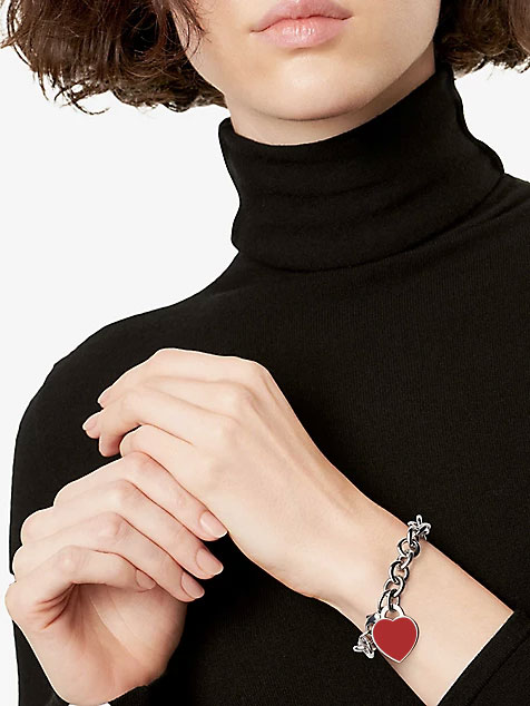 Tiffany & Co. Return to  Heart Tag Red Enamel Bracelet in Sterling Silver