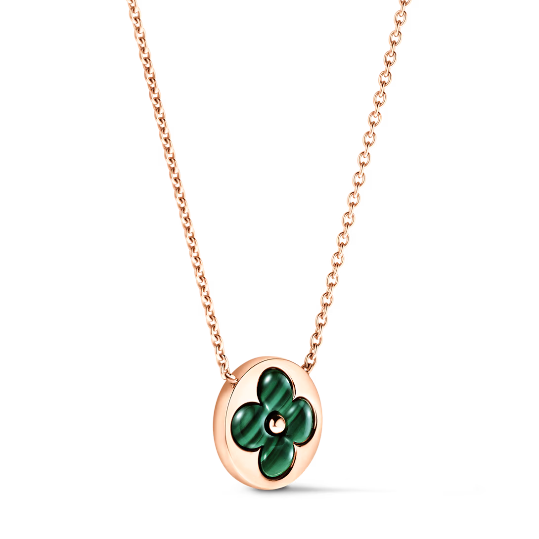 Louis Vuitton Color Blossom M Sun Pendant, Pink Gold and Malachite Q03792