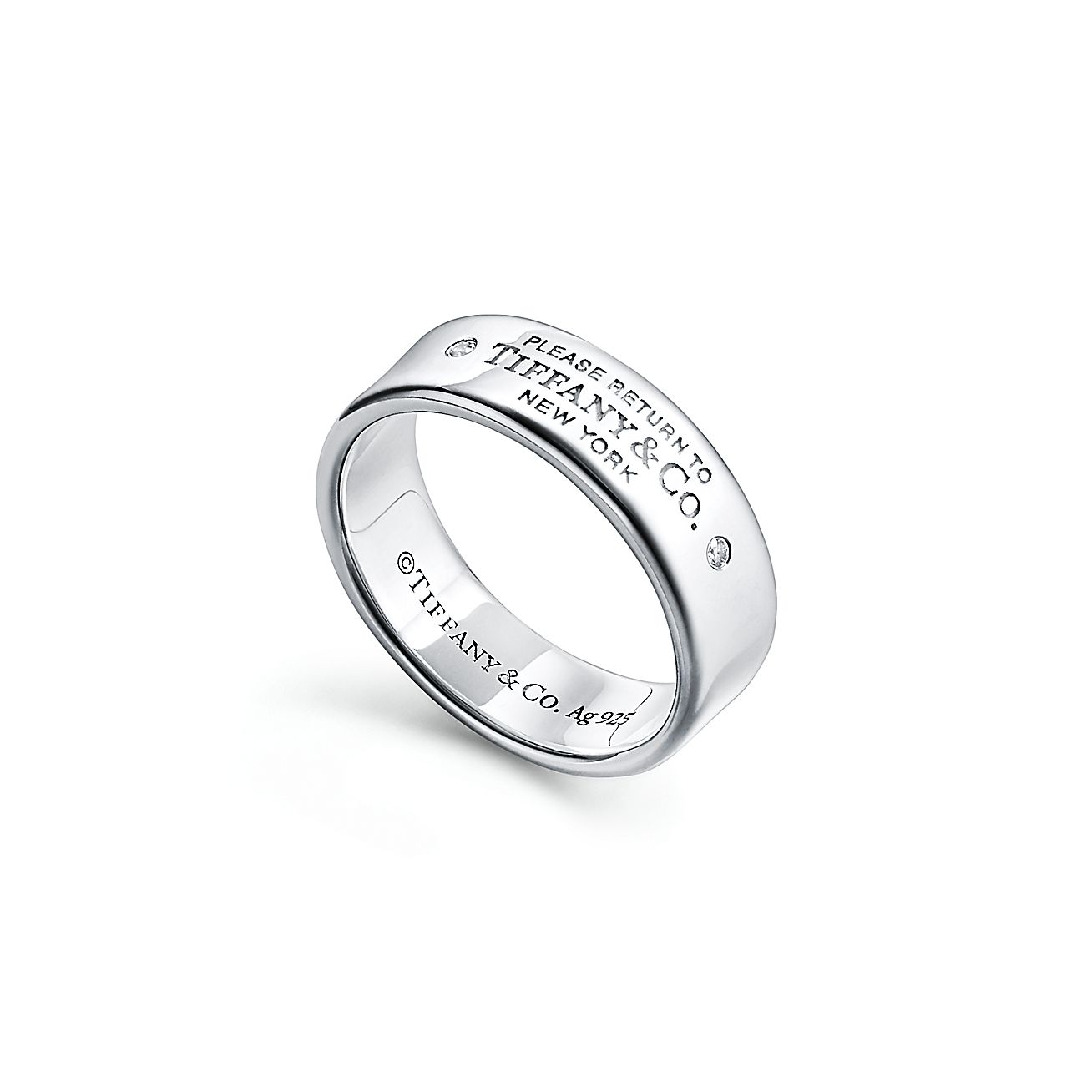 Tiffany & Co. Return to  Narrow Ring in Sterling Silver with Diamonds