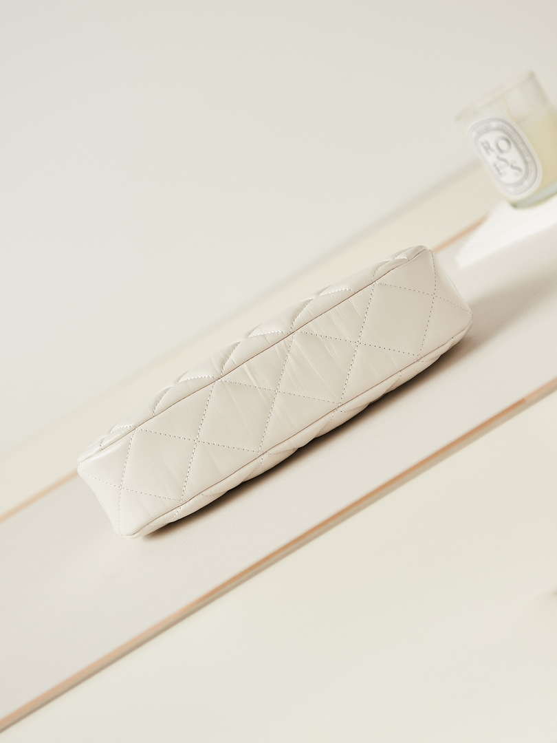 Chanel 19 Hobo Bag White Aged Calfskin Brushed Gold Hardware