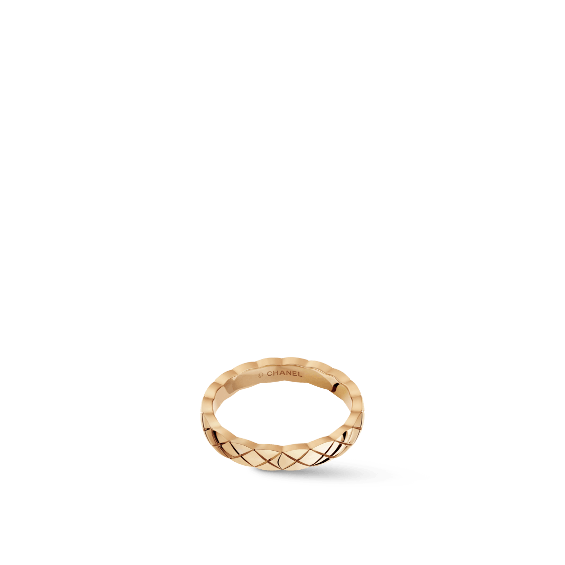 COCO CRUSH RING Quilted motif, mini version, Stainless steel and gold plating BEIGE GOLD