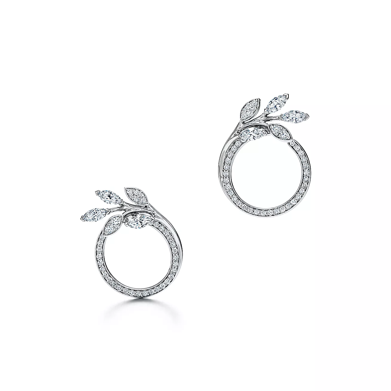 Tiffany & Co. Victoria Diamond Vine Circle Earrings in Platinum