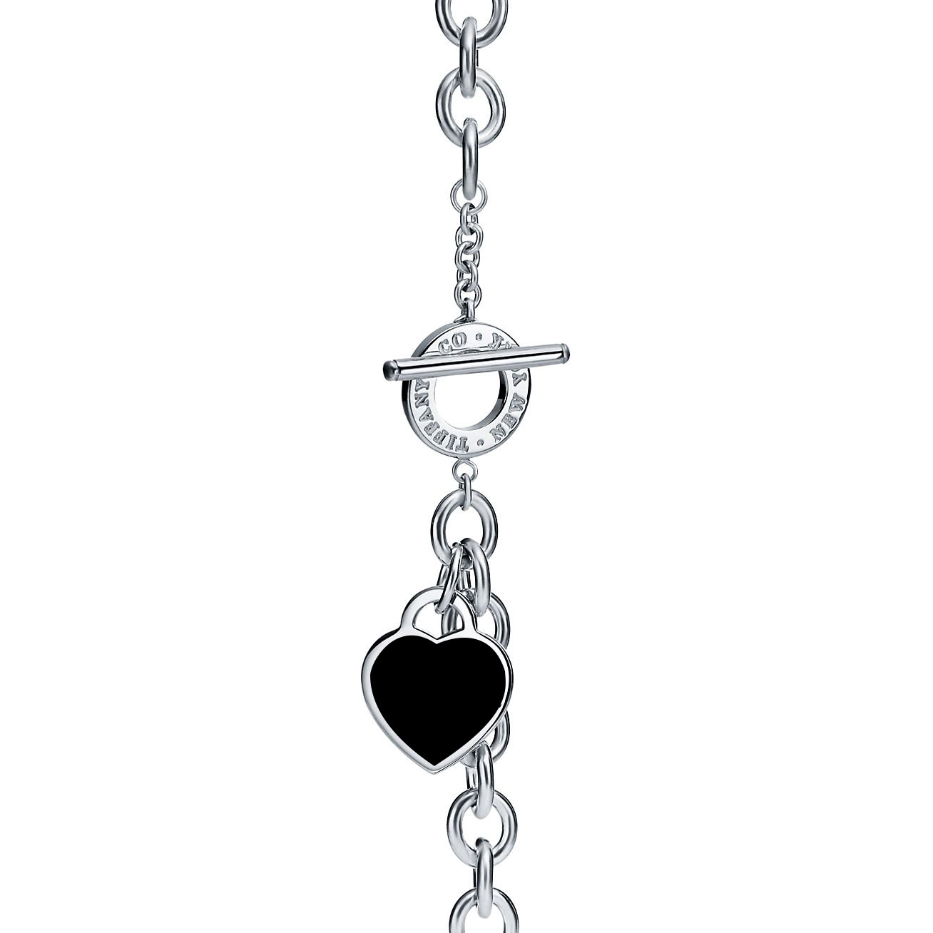 Tiffany & Co. Return to  Heart Tag Toggle Black Necklace in Silver
