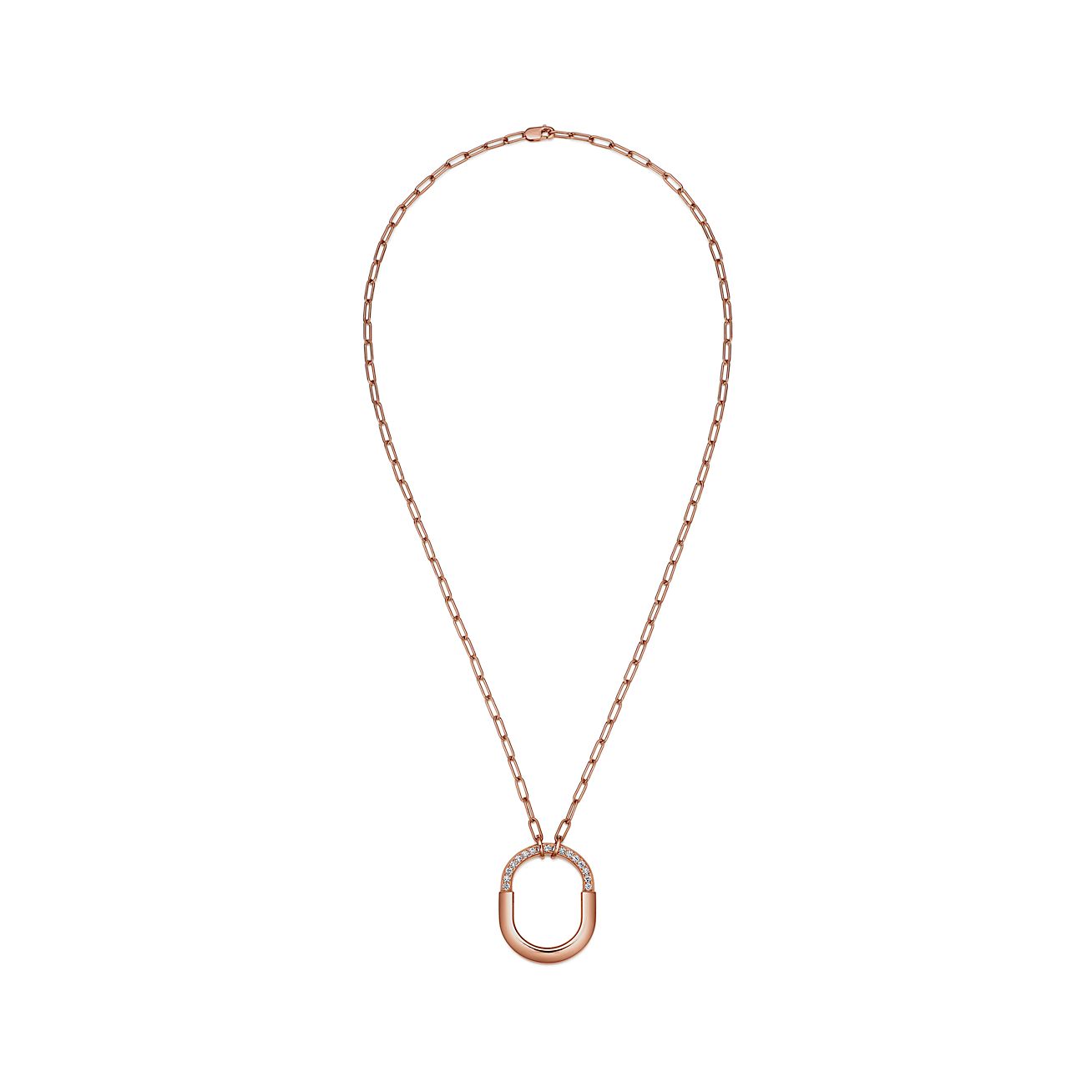 Tiffany & Co. Lock Pendant in Rose Gold with Diamonds, Medium
