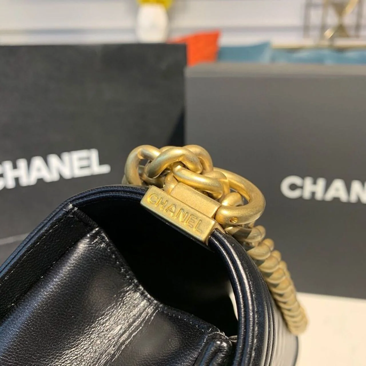 Chanel Boy Handbag Gold Toned Hardware Black For Women, Women’s Bags, Shoulder And Crossbody Bags 9.8in/25cm A67086
